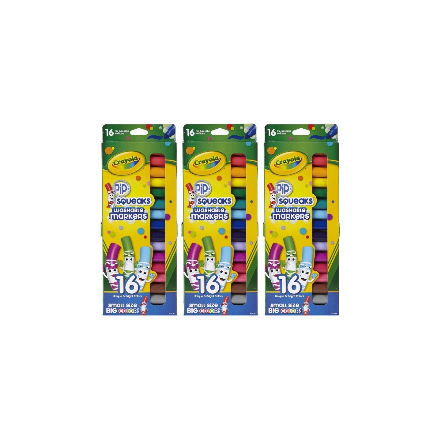 Crayola® Pip Squeaks Washable Markers, Conical Tip, 16 Per Box, 3 Boxes