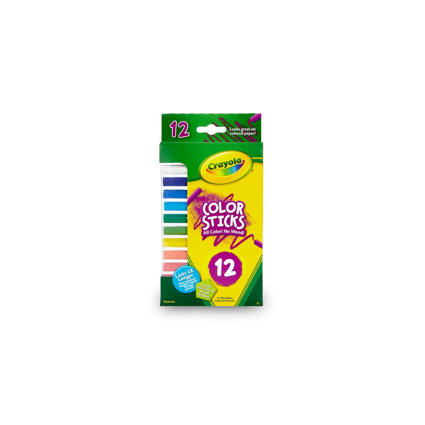 Crayola® Color Sticks, Woodless Colored Pencils, 12 Count