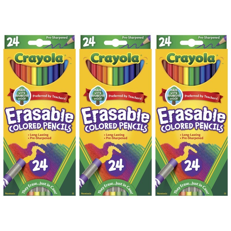 Crayola® Erasable Colored Pencils, 24 Per Box, 3 Boxes