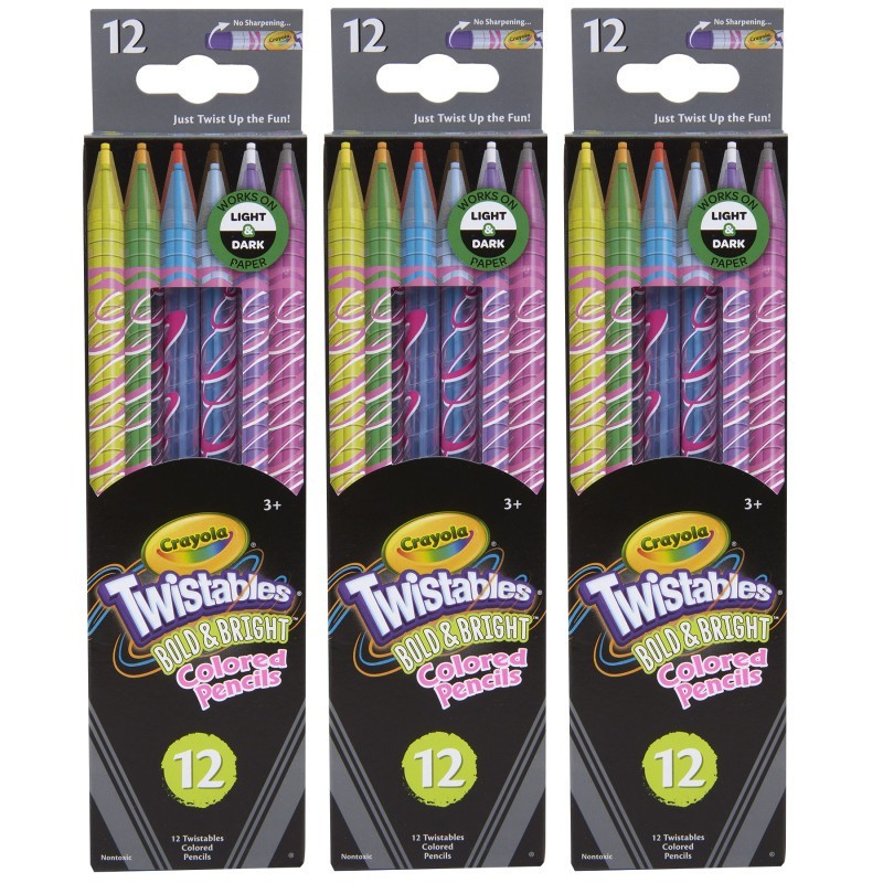 Crayola® Bold & Bright Twistables Colored Pencils, 12 Per Pack, 3 Packs