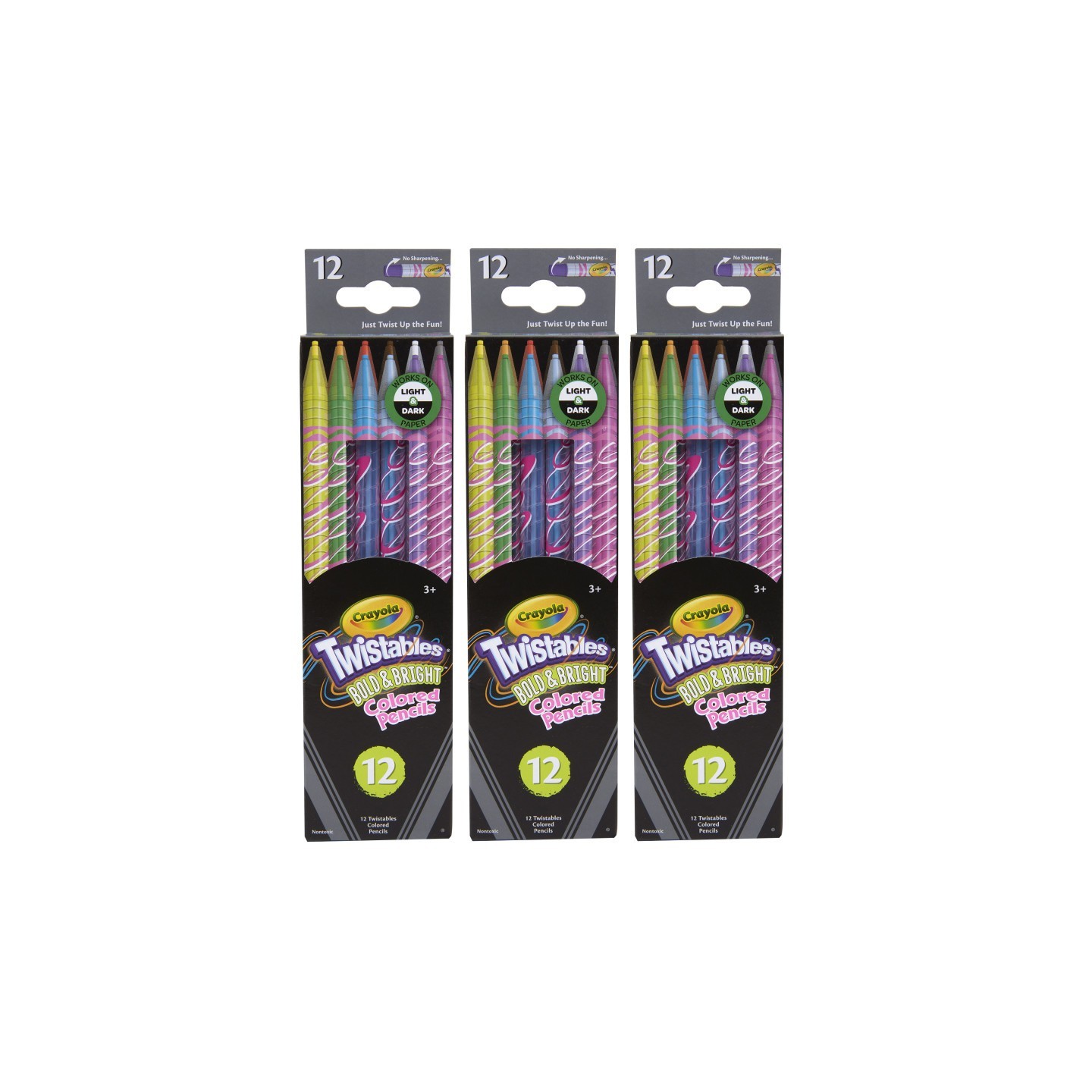 Crayola® Bold & Bright Twistables Colored Pencils, 12 Per Pack, 3 Packs