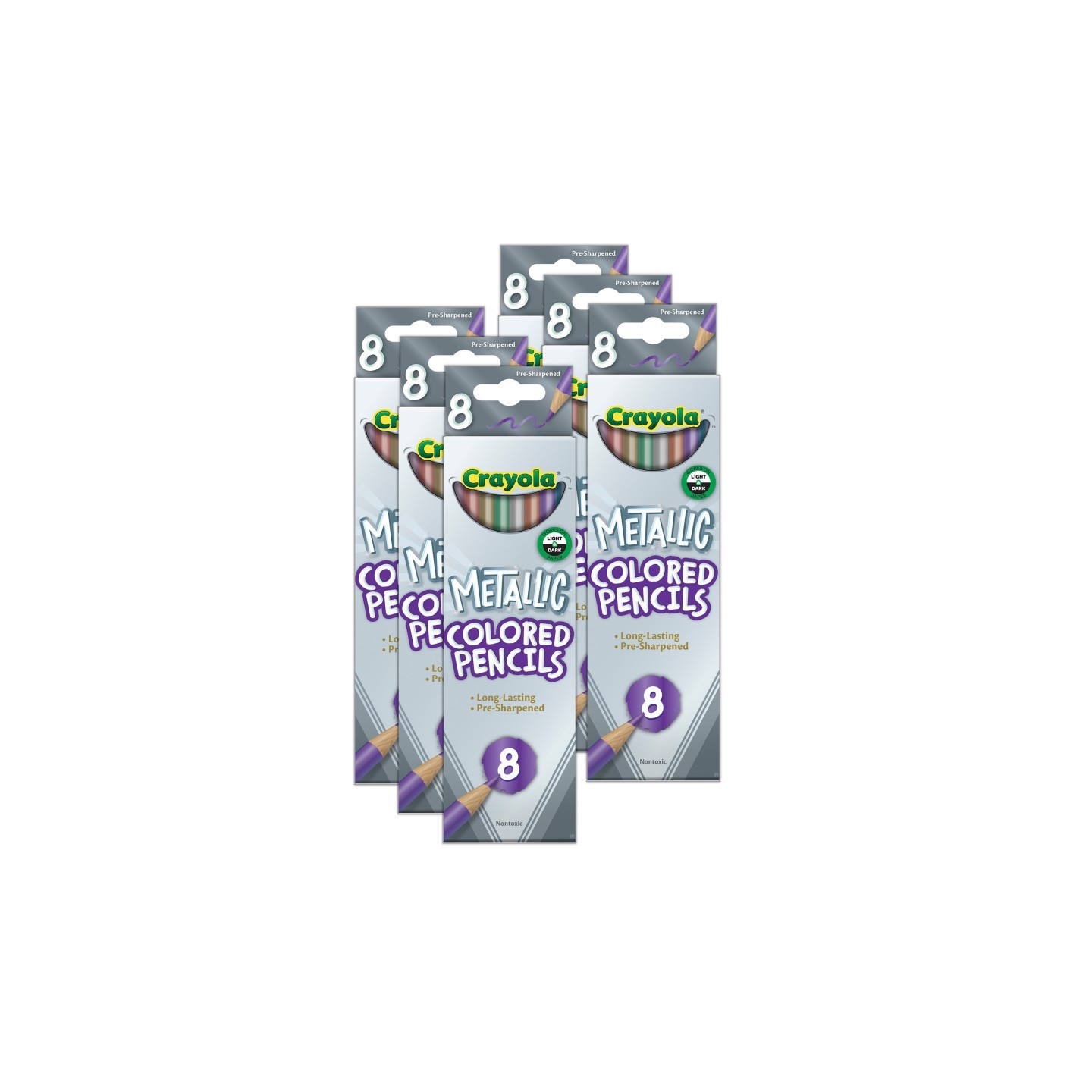 Crayola® Colored Pencils, Metallic, 8 Per Pack, 6 Packs