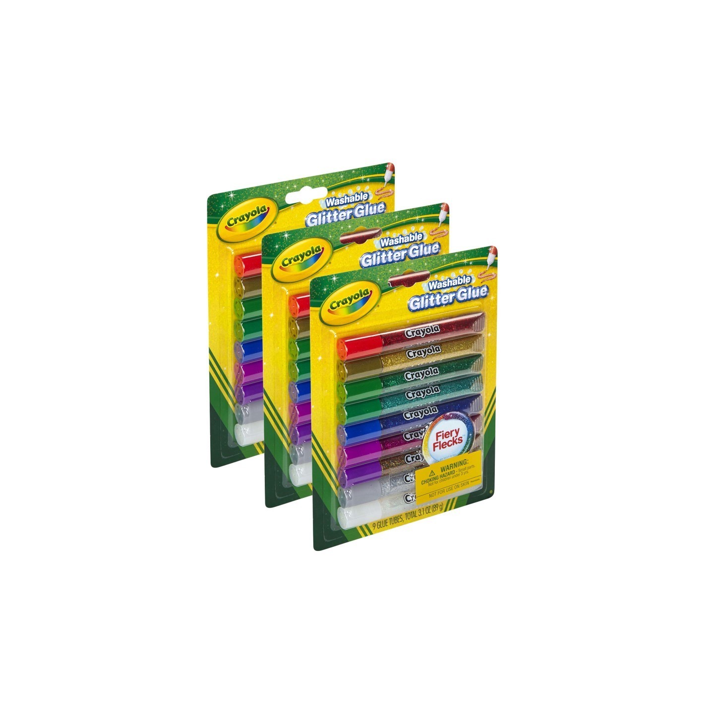 Crayola® Bold Washable Glitter Glue with Fiery Flecks™, 9 Per Pack, 3 Packs