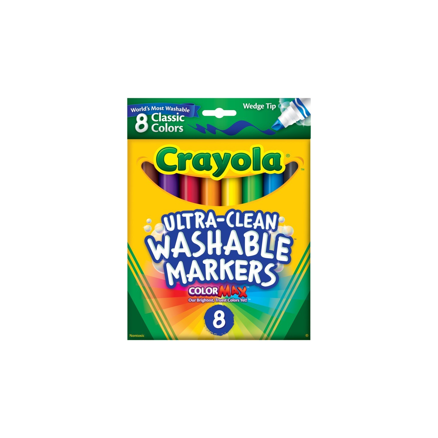 Crayola® Ultra-Clean Washable Markers, Wedge Tip, 8 Count