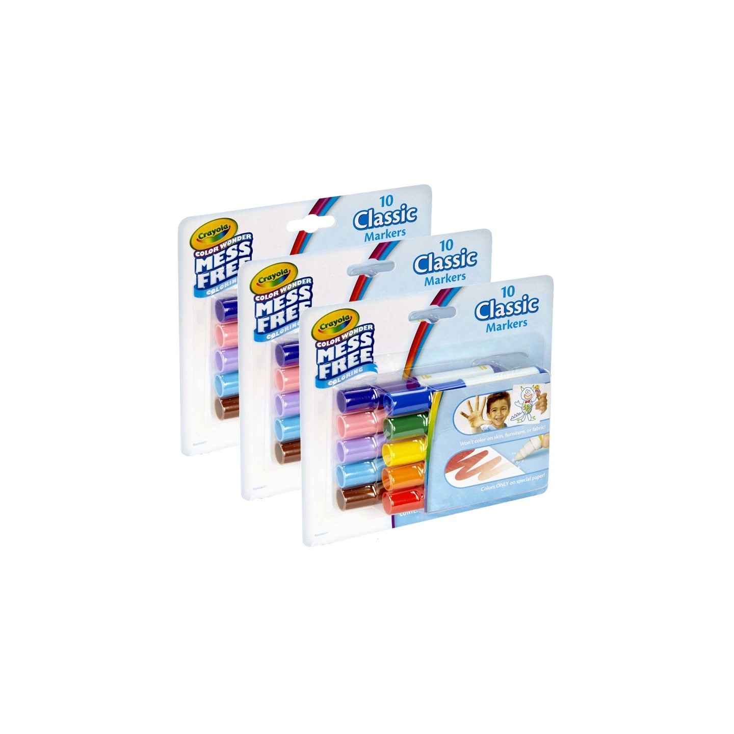 Crayola® Color Wonder Mess Free Mini Markers, Classic Colors, 10 Per Pack, 3 Packs