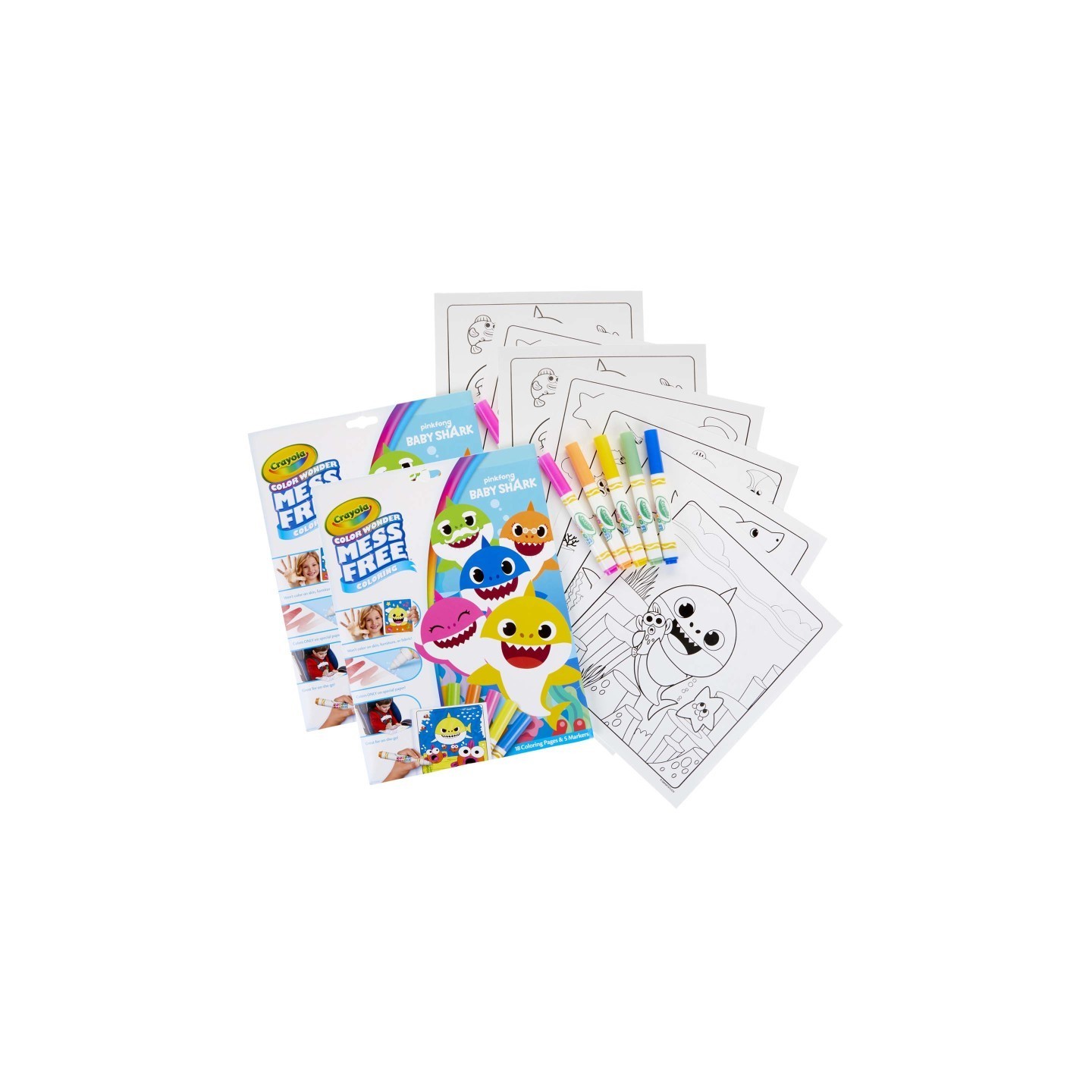 Crayola® Color Wonder Mess Free Coloring Pad & Markers, Baby Shark, 2 Sets