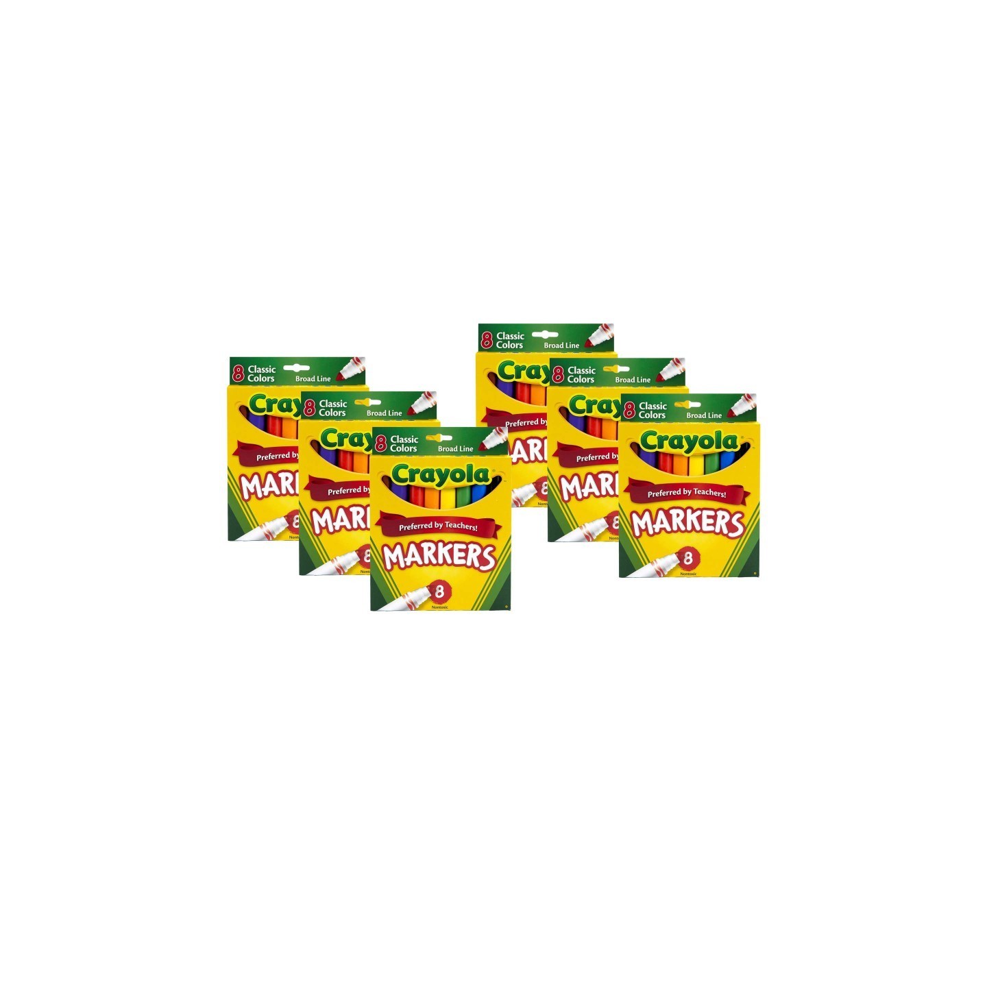 Crayola® Broad Line Markers, Classic Colors, 8 Per Box, 6 Boxes