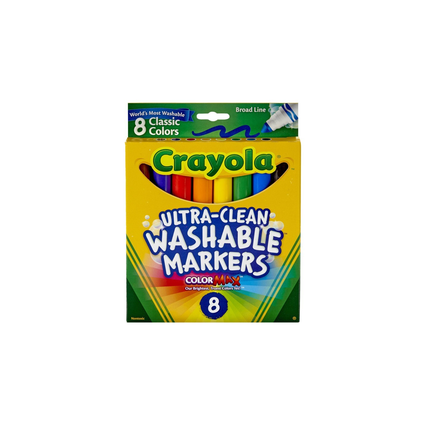 Crayola® Ultra-Clean Markers, Conical Tip, Classic Colors, 8 Count