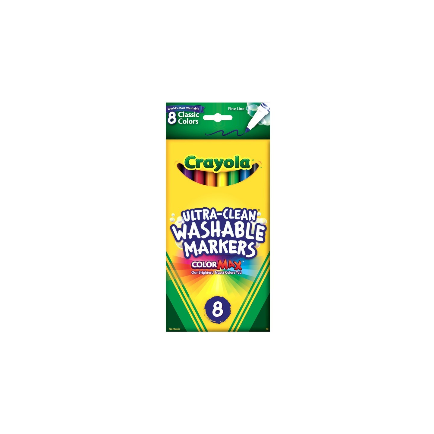 Crayola® Washable Formula Markers, Fine Tip, 8 Classic Colors