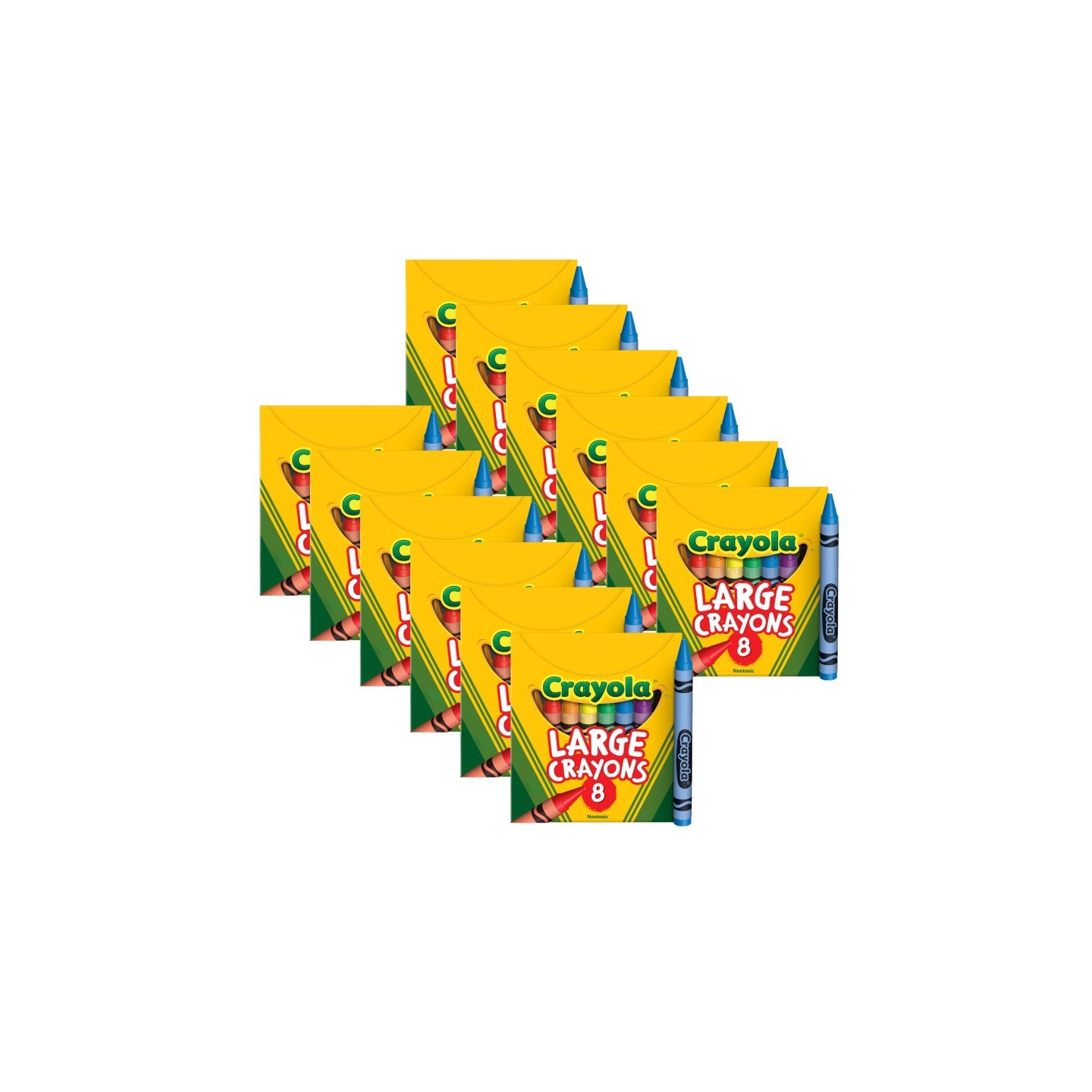 Crayola® Large Crayons, Tuck Box, 8 Colors Per Box, 12 Boxes