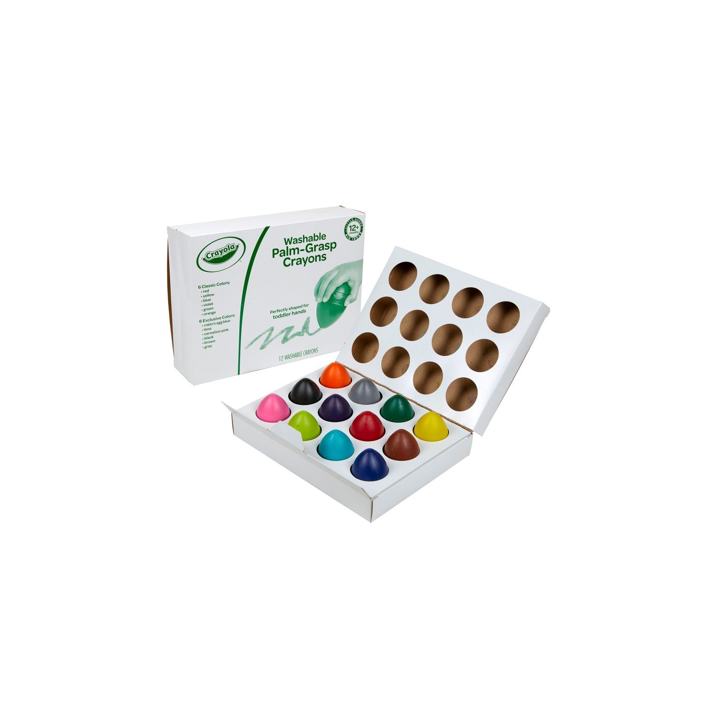Crayola® Washable Palm-Grasp Crayons, Pack of 12