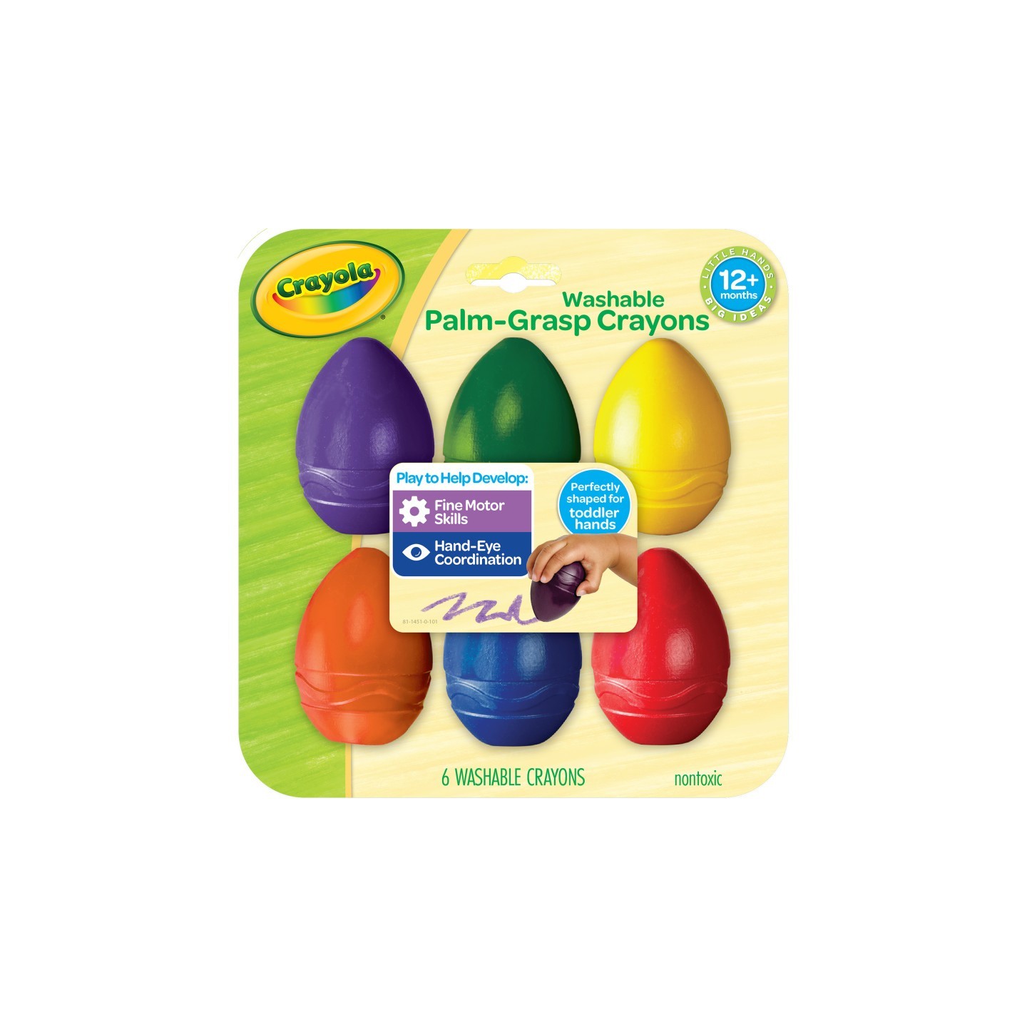 Crayola® My First Crayola® Washable Palm Grasp Crayons, 6 Count
