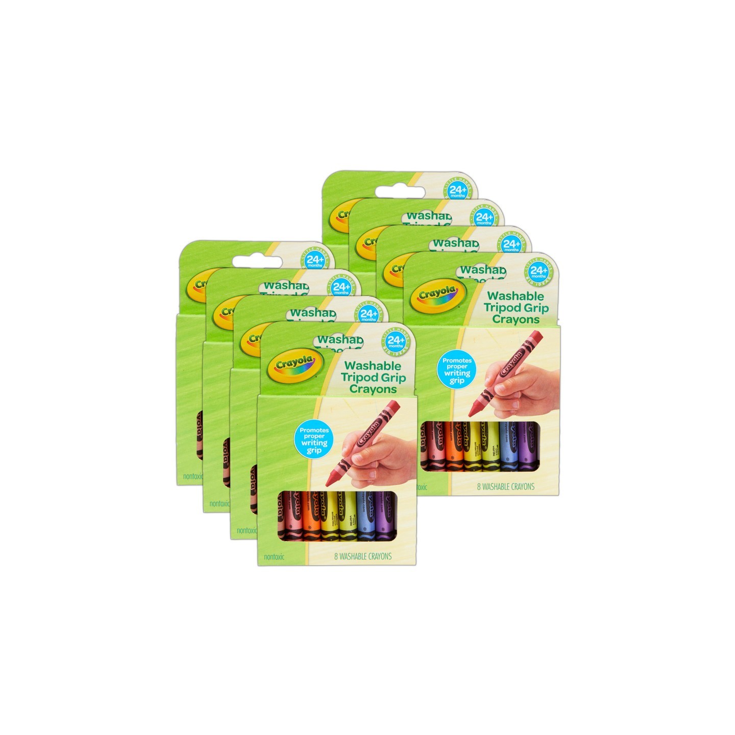 Crayola® Washable Tripod Grip Crayons, 8 Per Pack, 8 Packs