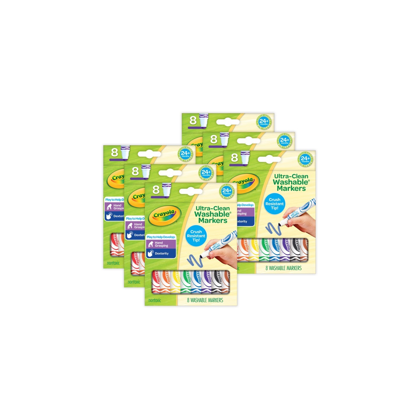 Crayola® Washable Tripod Grip Markers, 8 Per Pack, 6 Packs