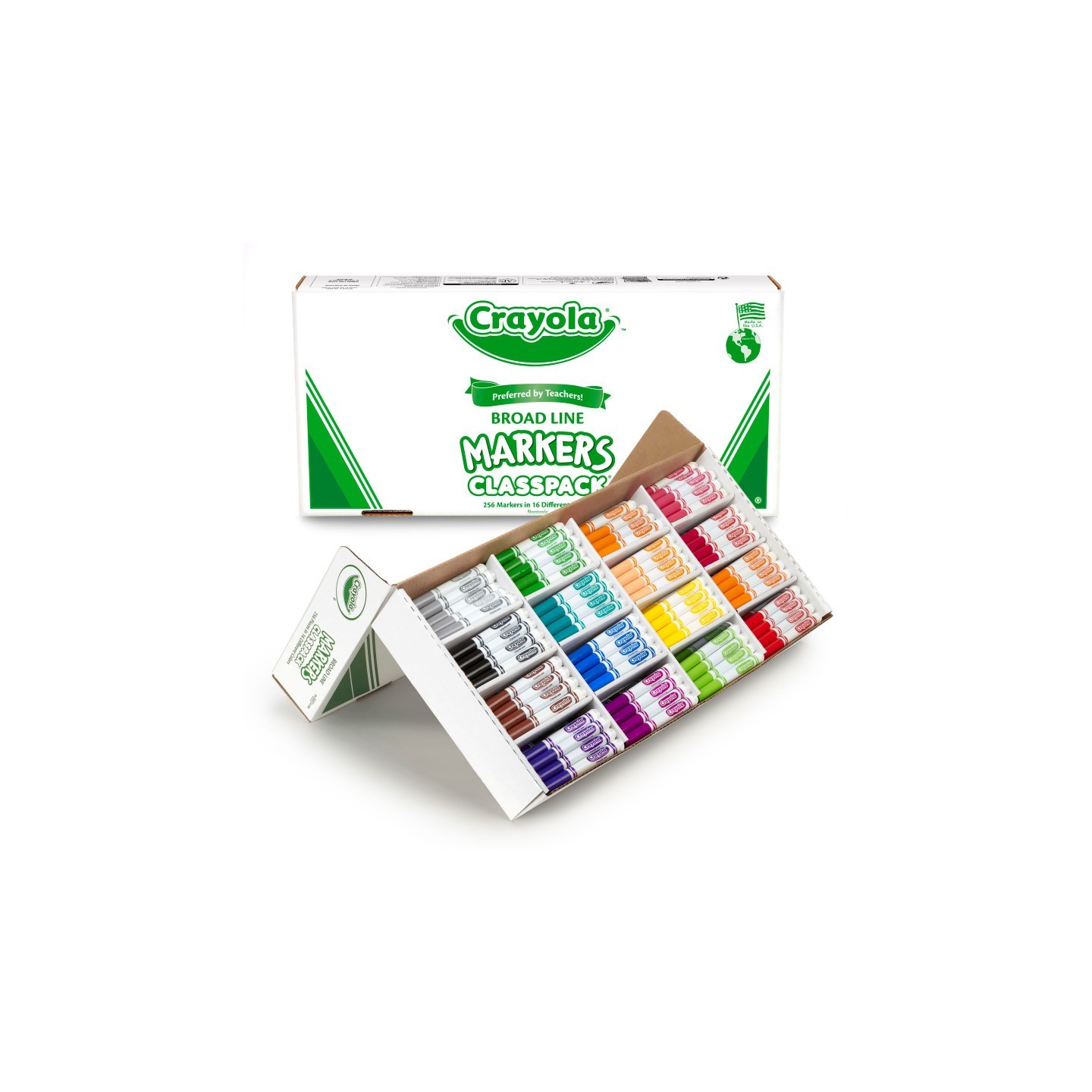 Crayola® Original Formula Marker Classpack®, Broad Line, 16 Colors, 256 Count