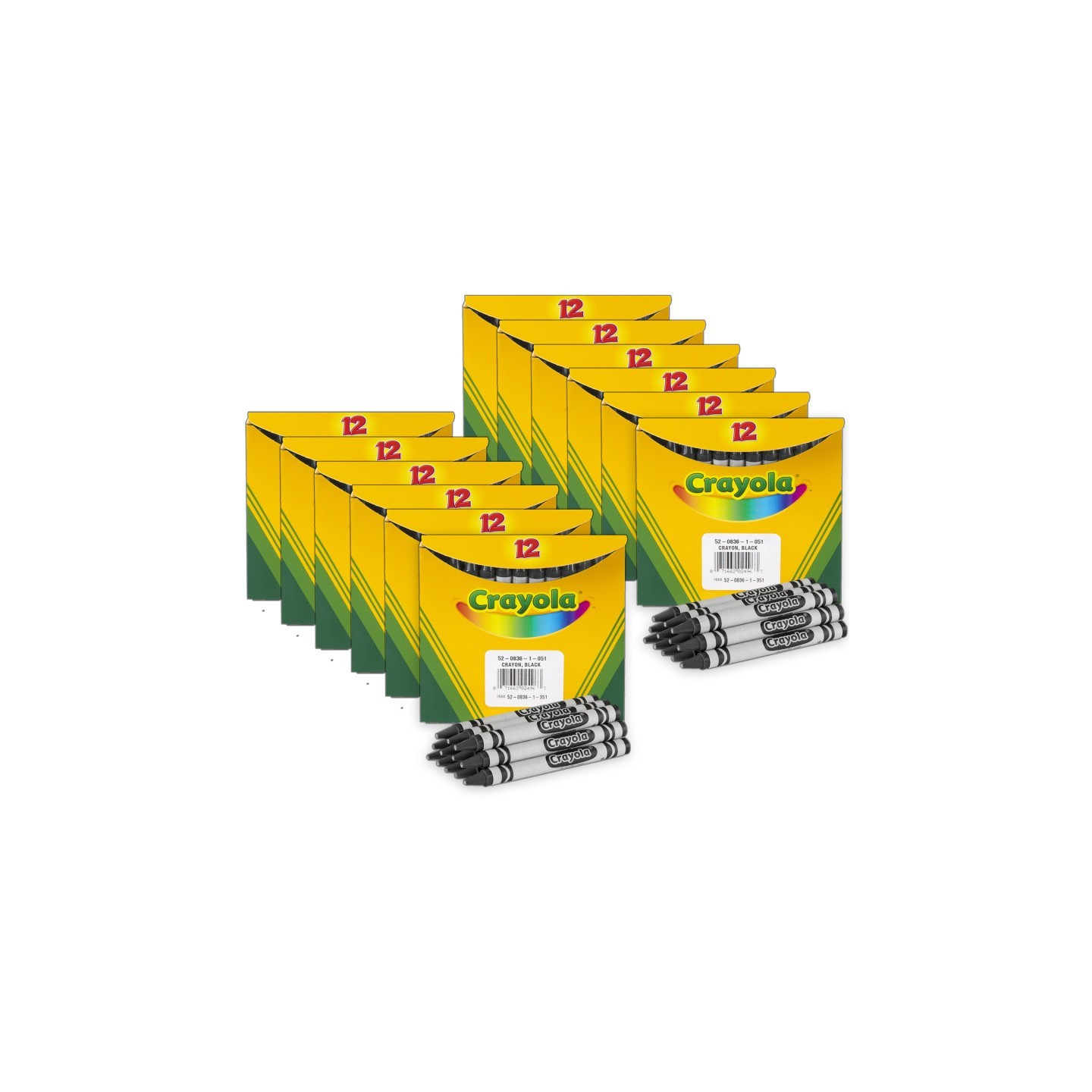 Crayola® Single Color Bulk Crayons, Regular Size, Black, 12 Per Pack, 12 Packs
