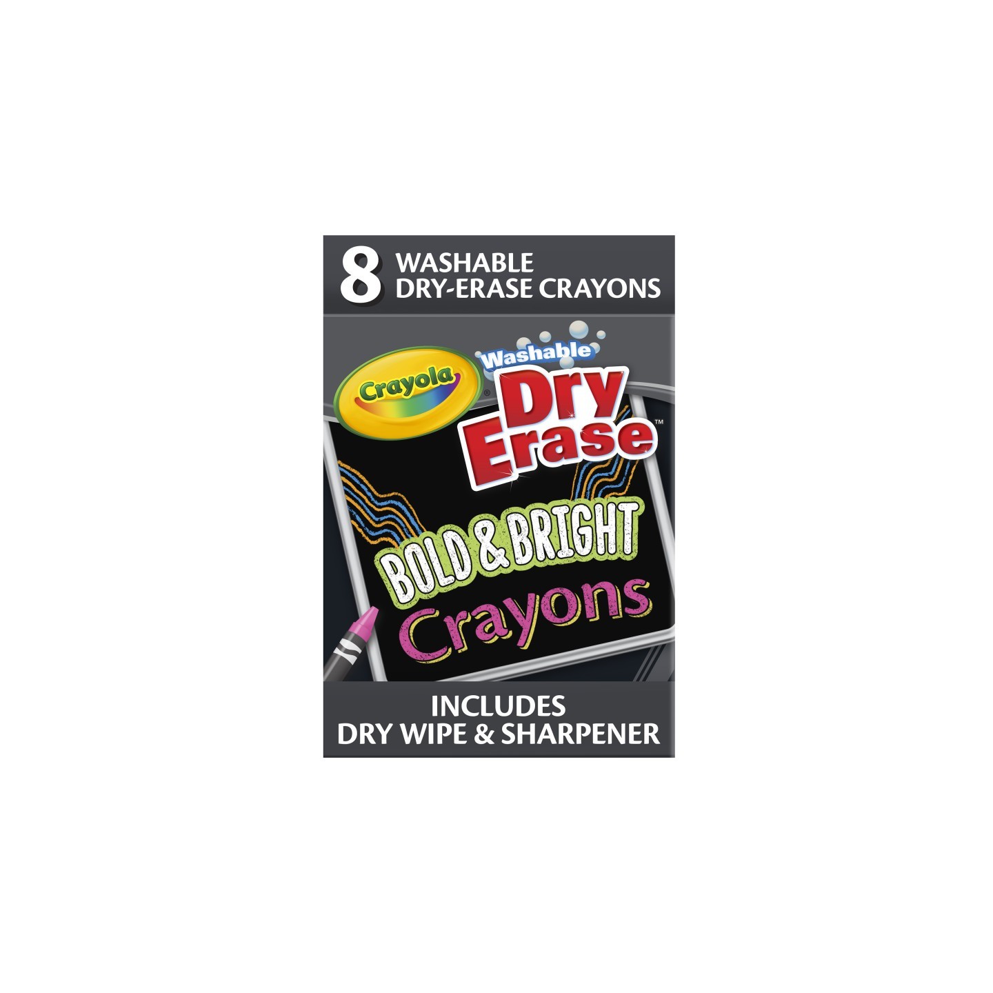 Crayola® Dry Erase Washable Crayons, Bright Colors, 8 Count