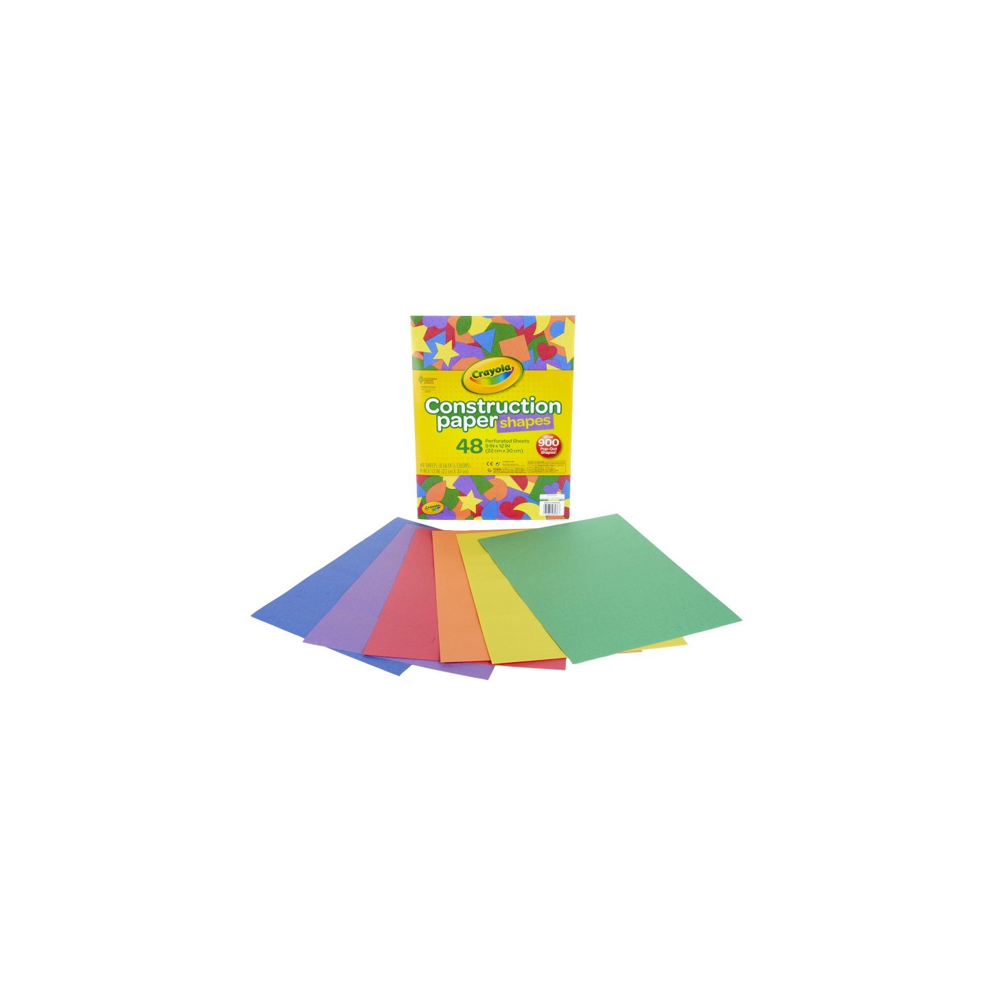 Crayola® Construction Paper Shapes, 48 Perforated Sheets, Over 900 Shapes