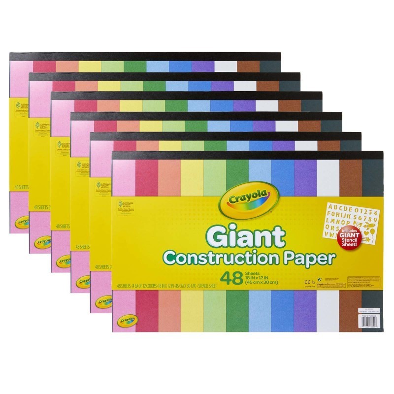 Crayola® Giant Construction Paper Pad with Stencils, 48 Sheets, Pack of 6