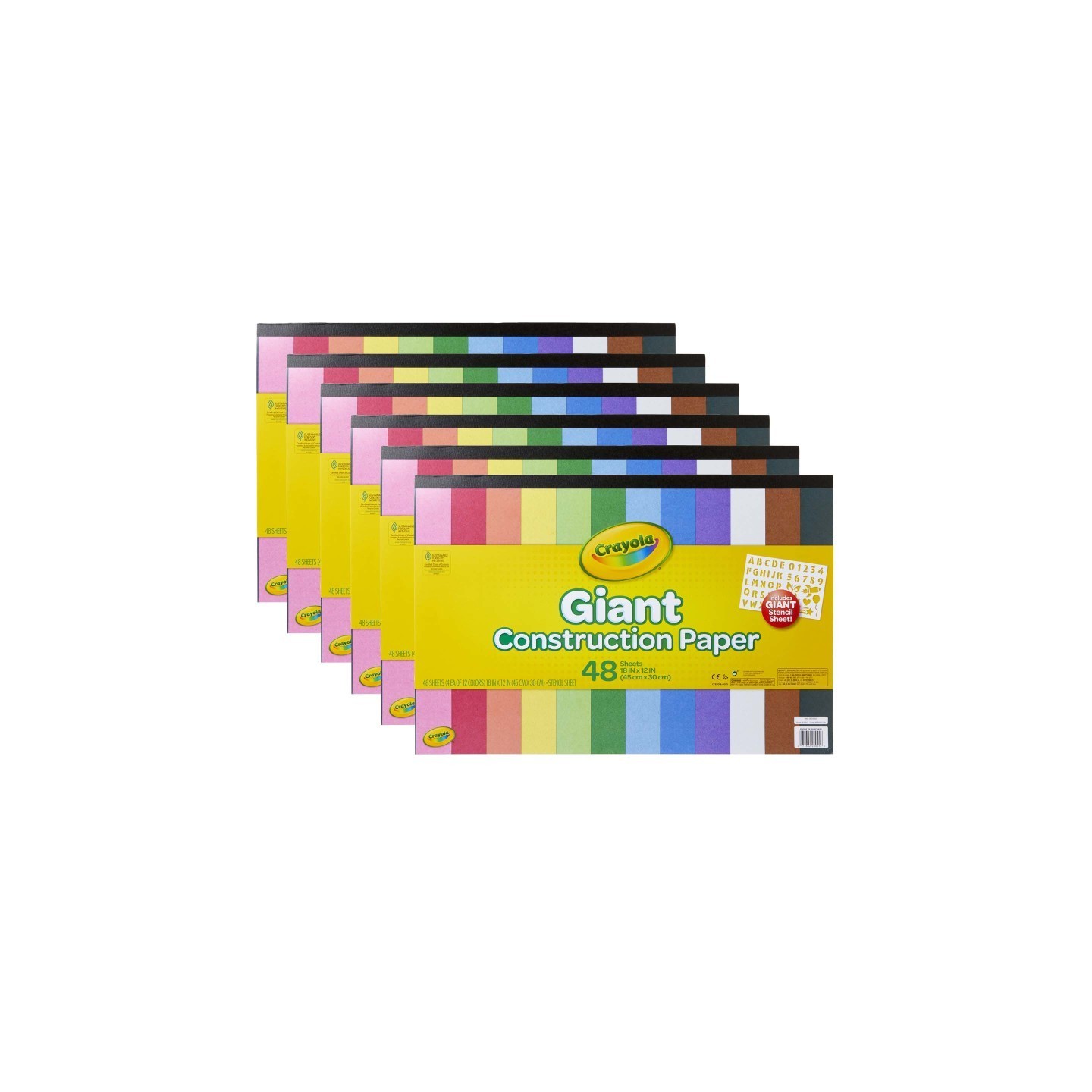 Crayola® Giant Construction Paper Pad with Stencils, 48 Sheets, Pack of 6