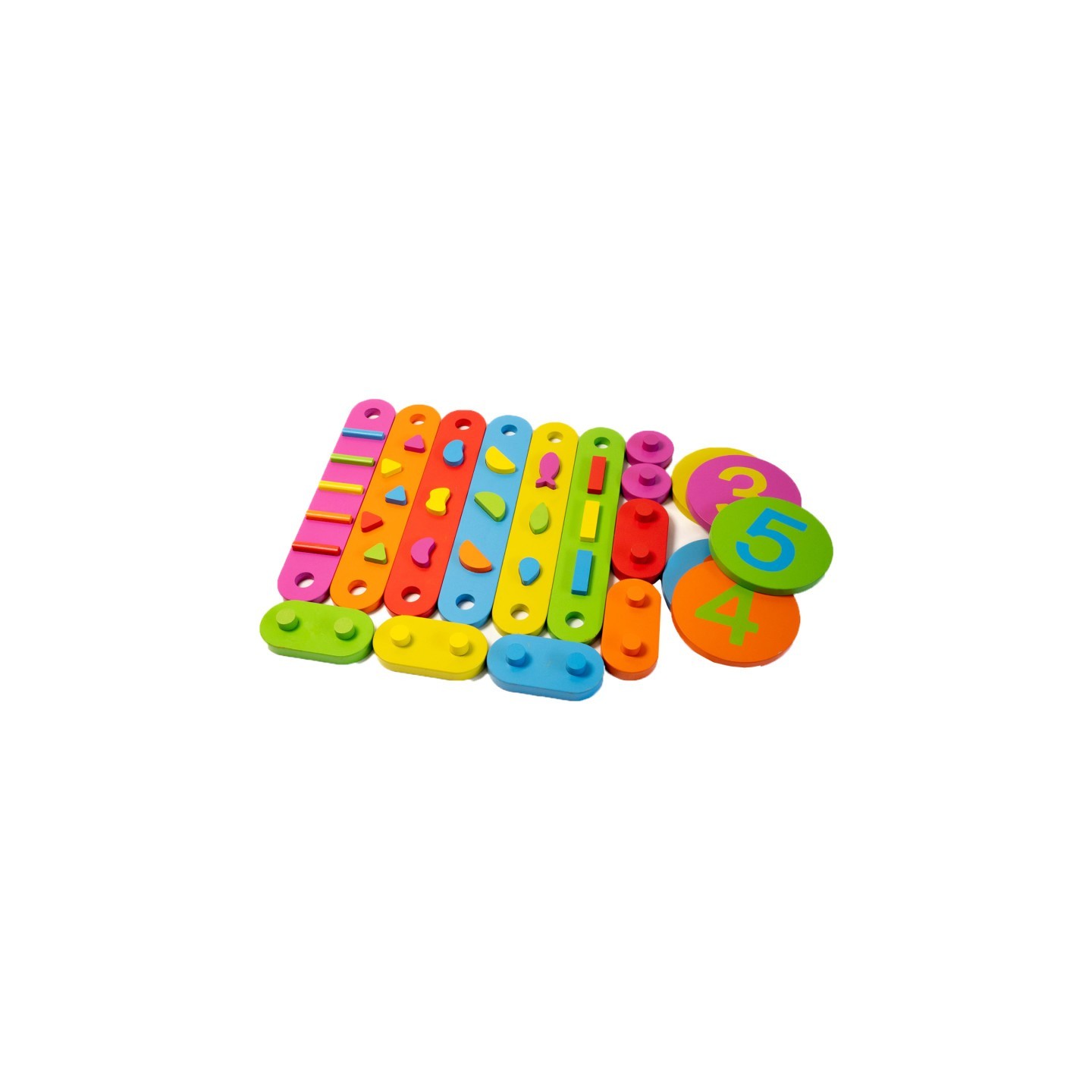 Bintiva Wood Obstacle Course Balance Path with Numbers, 17 Pieces