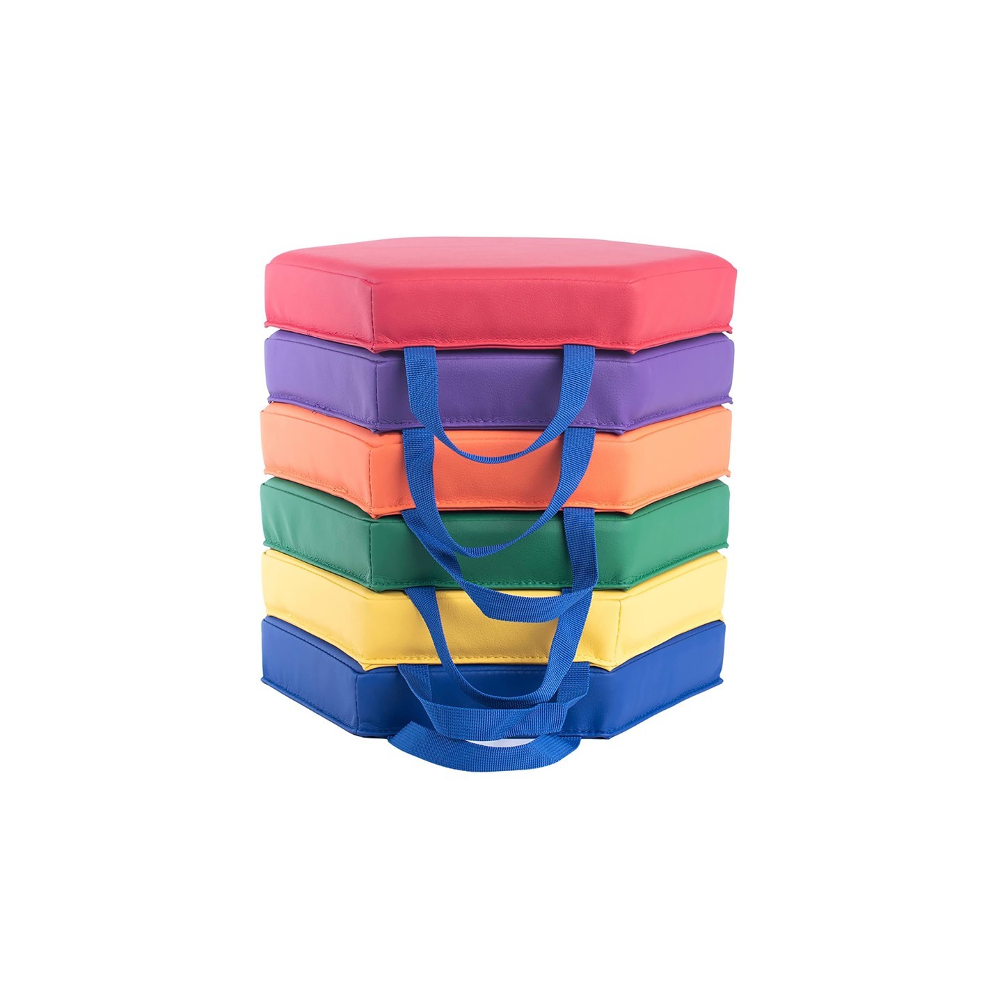 Bintiva Color Coded Vinyl Floor Cushions, Hexagon, Set of 6