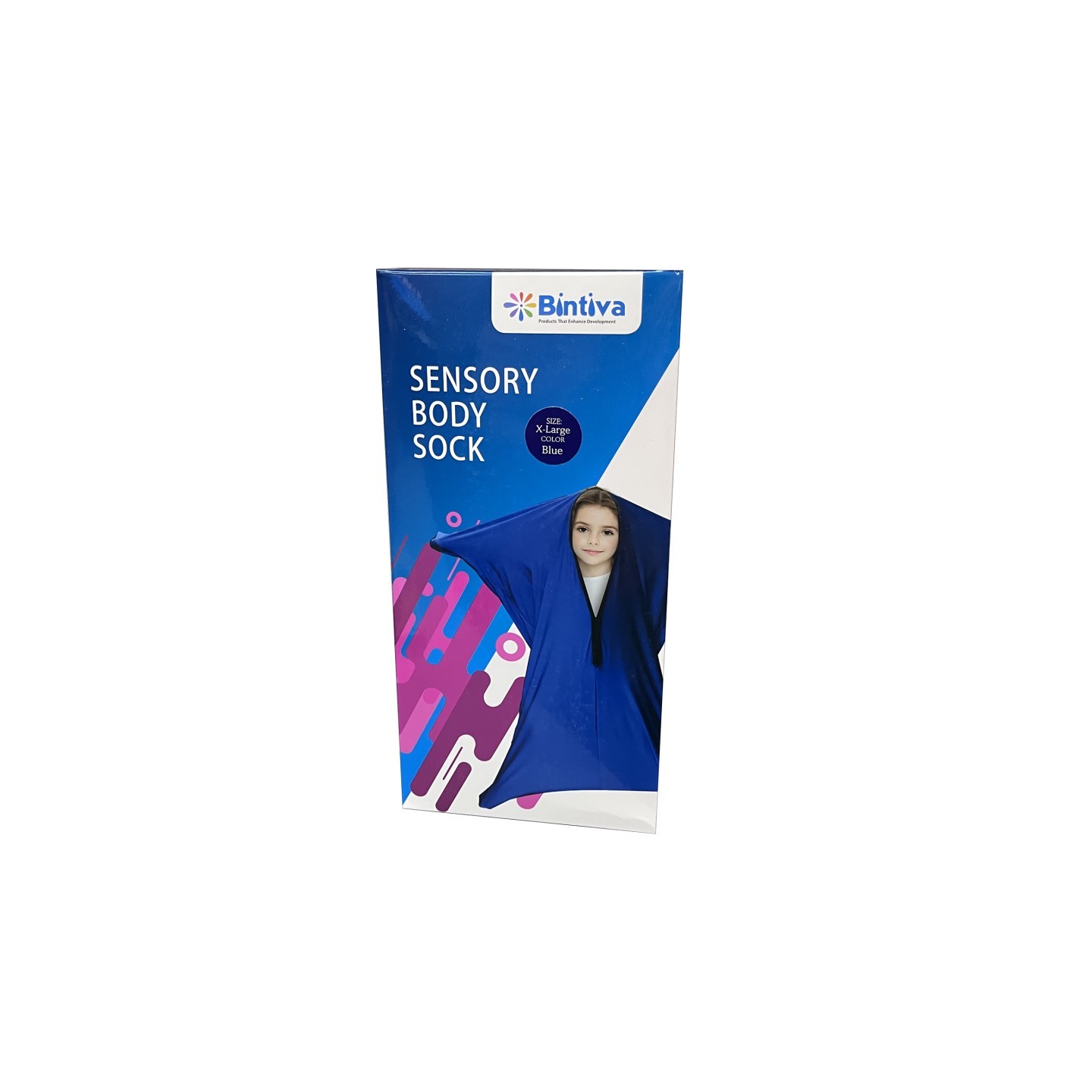Bintiva Sensory Hug Full Body Socks, Extra Large, Blue