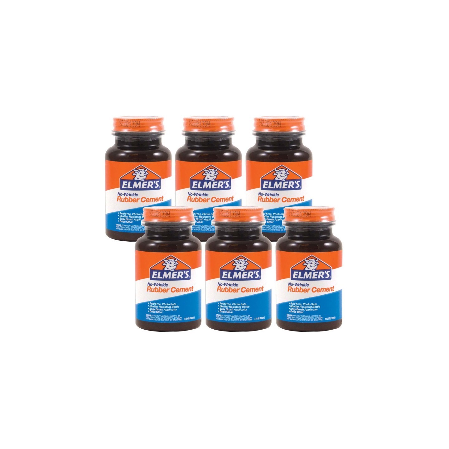 Elmer's® Rubber Cement, 4 oz w/Applicator, Pack of 6