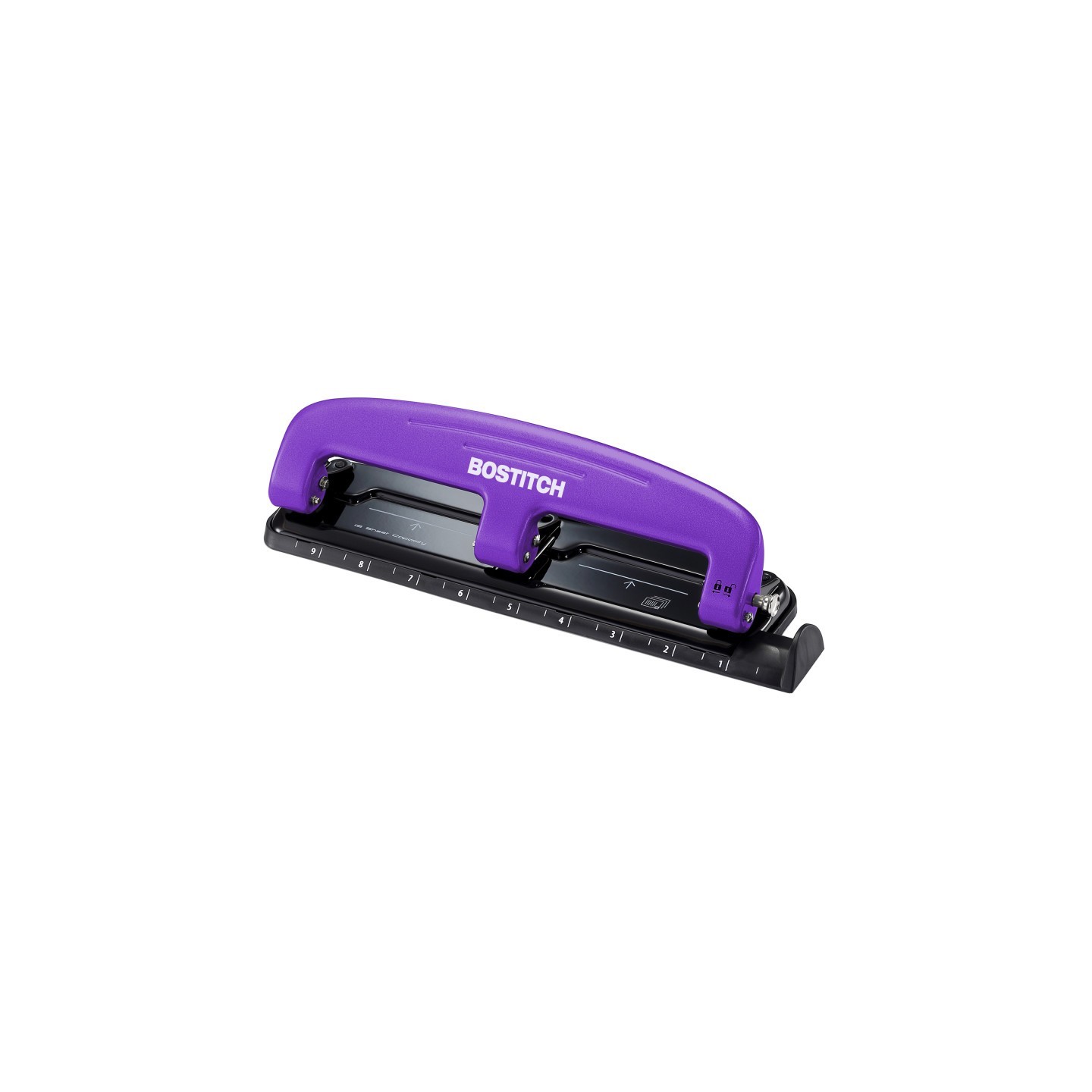 Bostitch EZ Squeeze™ 3-Hole Punch, 12 Sheets, Purple