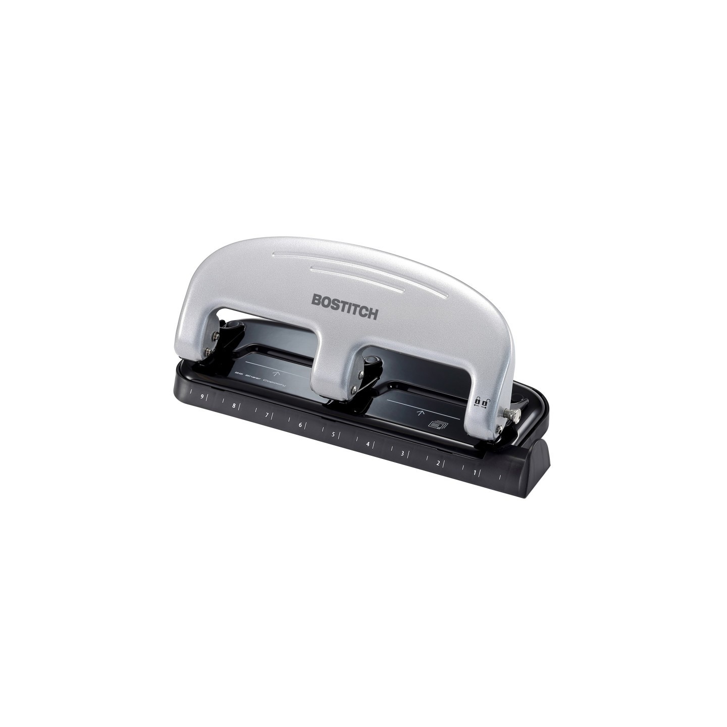 Bostitch EZ Squeeze™ 3-Hole Punch, 20 Sheets, Silver/Black