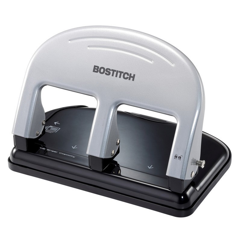 Bostitch EZ Squeeze™ 3-Hole Punch, 40 Sheets, Silver