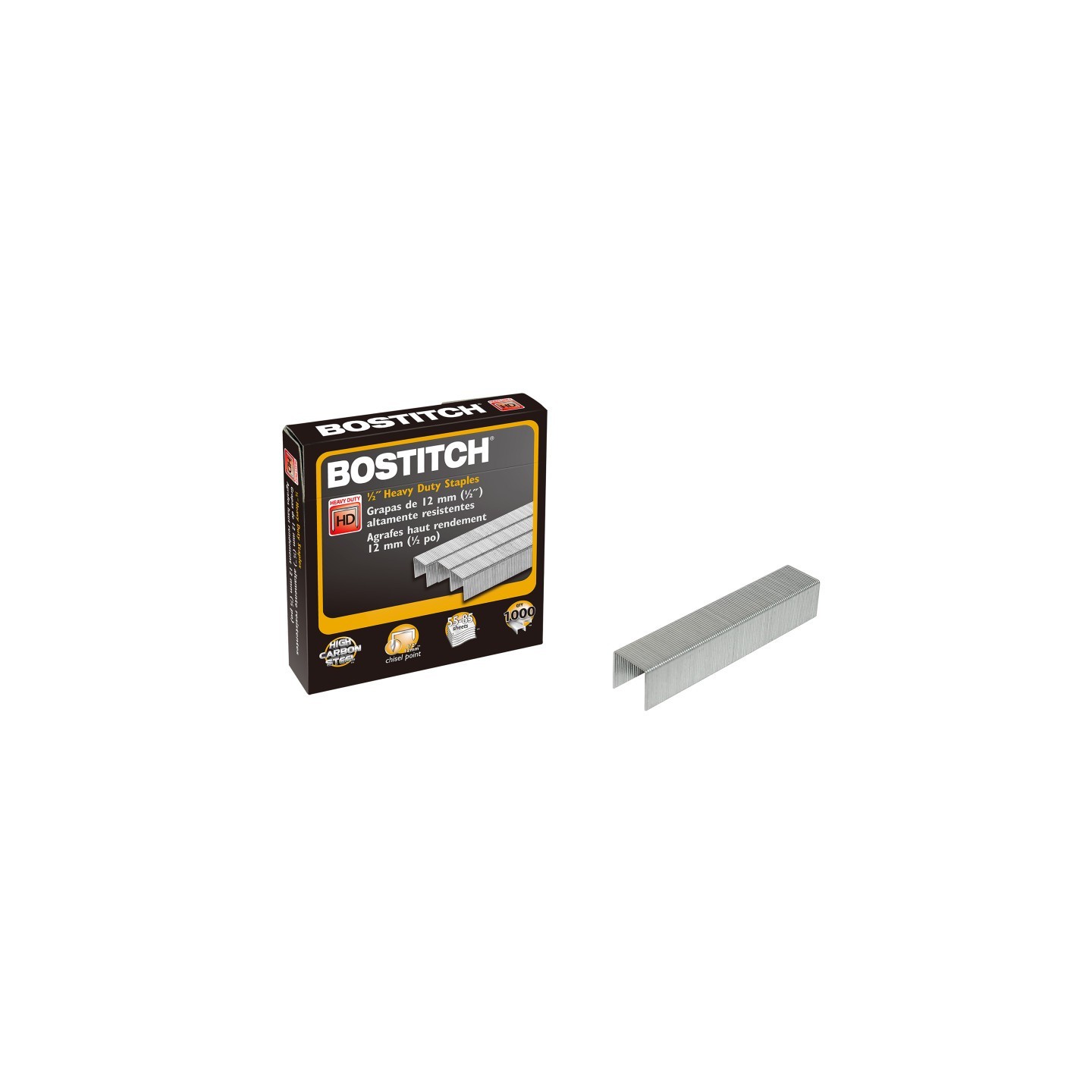 Bostitch Premium Heavy Duty Staples, 1/2", Pack of 1000