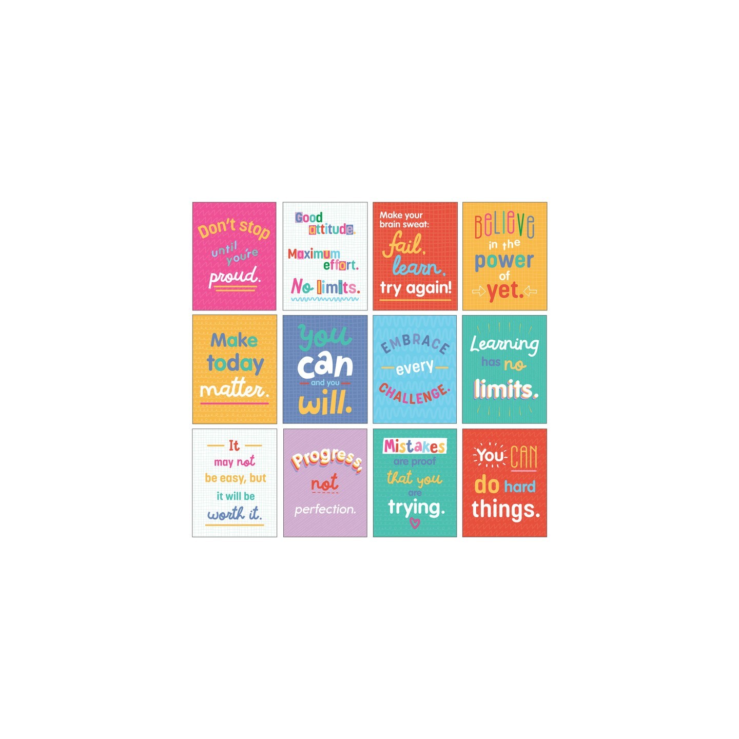 Carson Dellosa Education Mini Posters: Growth Mindset Quotes Poster Set, 12 Pieces