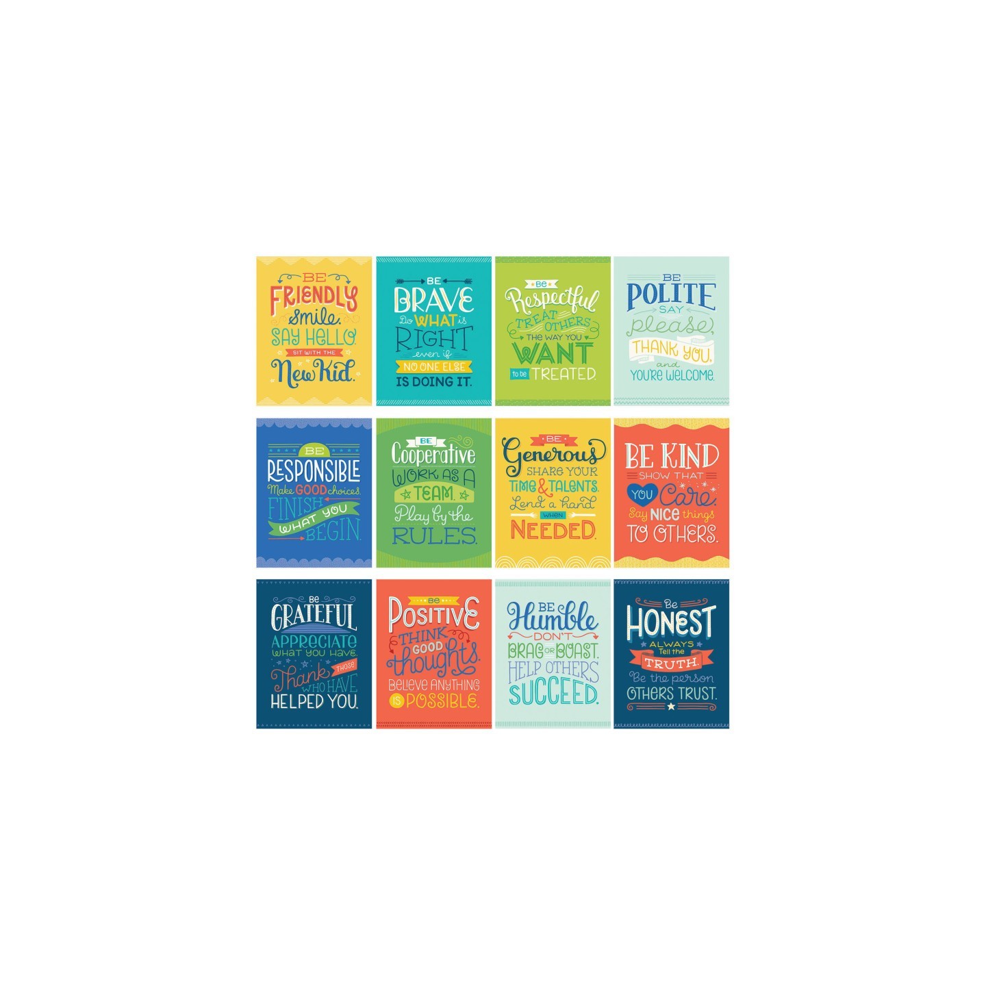 Carson Dellosa Education Mini Posters: Positive Character Traits Poster Set, 12 Pieces