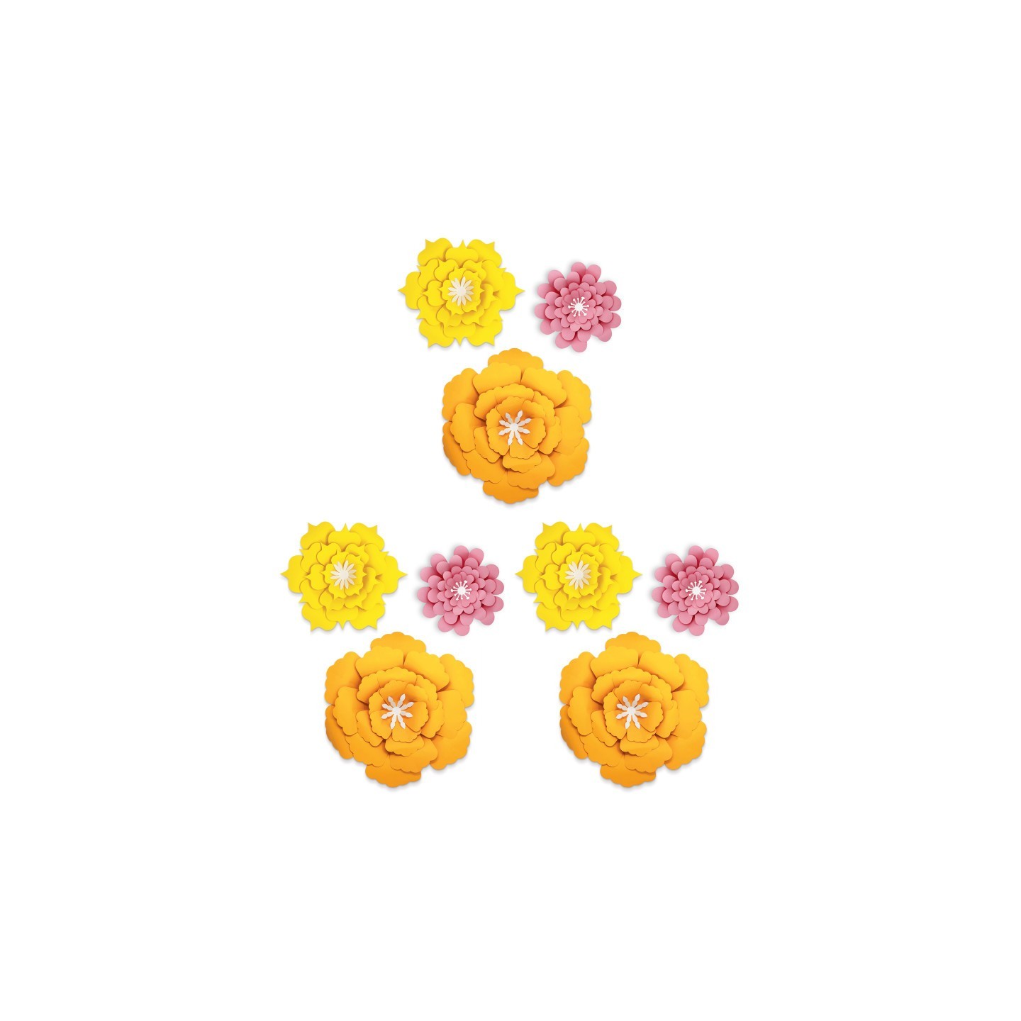 Happily Ever Elementary Creatively Inspired Orange, Yellow, Pink Flowers Dimensional Accent, 3 Per Set, 3 Sets