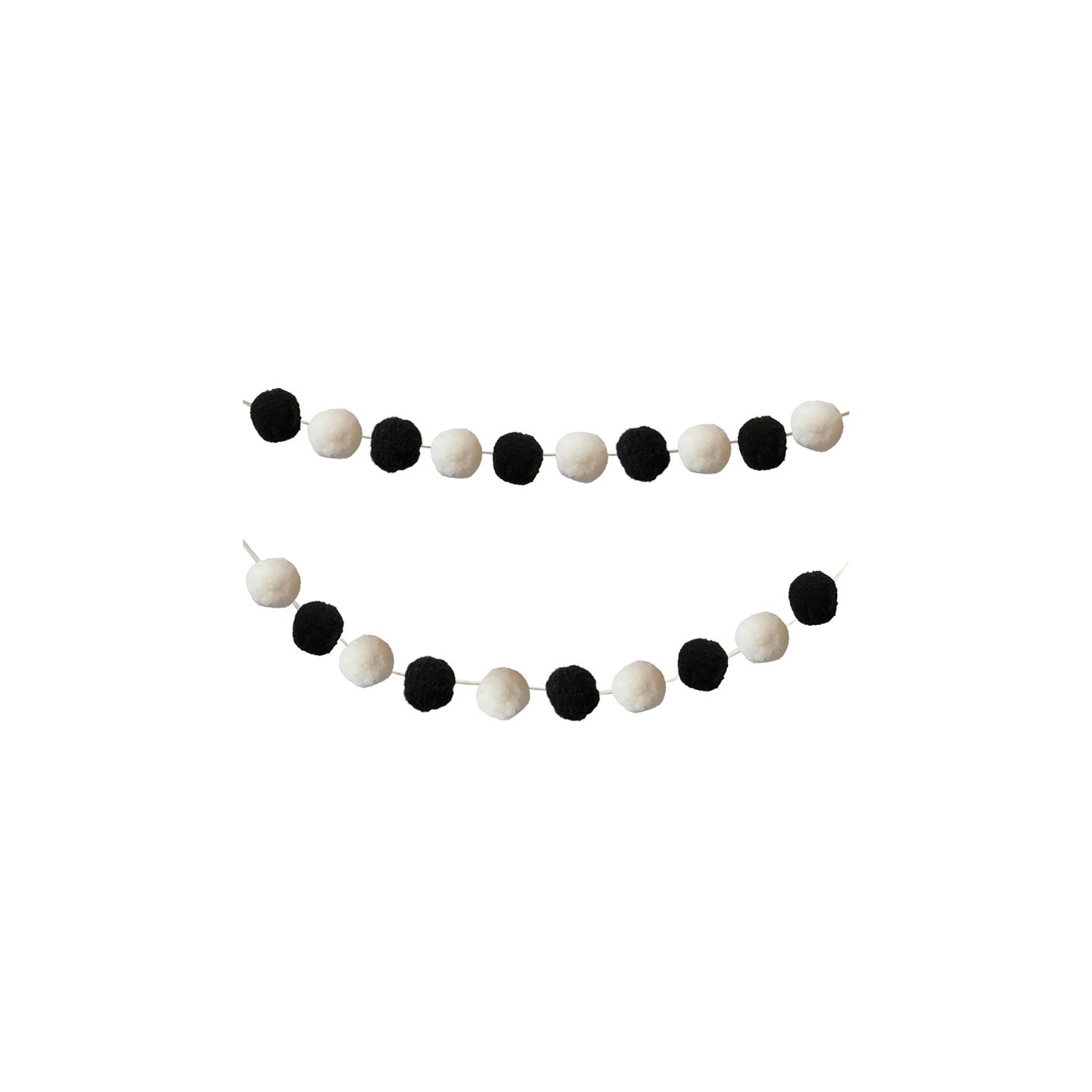 Carson Dellosa Education Black & White Pom-Pom Garland, 12 Feet, Pack of 2