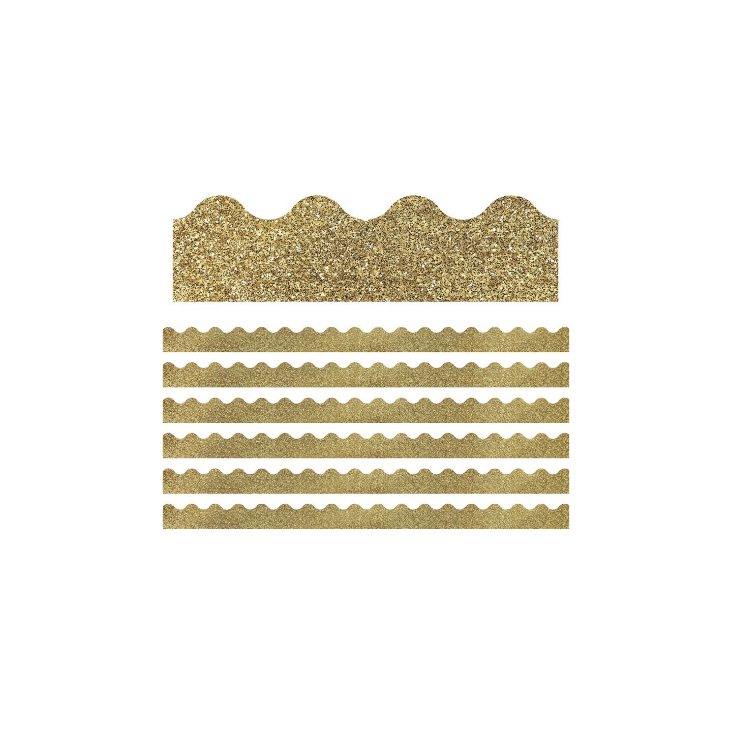 Carson Dellosa Education Sparkle + Shine Gold Glitter Scalloped Border, 39 Feet Per Pack, 6 Packs