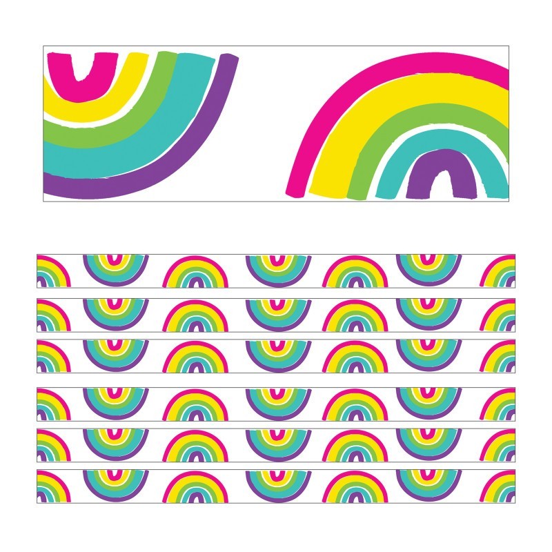 Carson Dellosa Education Kind Vibes Rainbows Straight Borders, 36 Feet Per Pack, 6 Packs