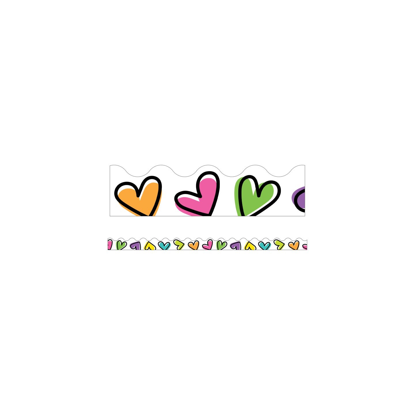 Carson Dellosa Education Kind Vibes Doodle Hearts Scalloped Borders, 39 Feet
