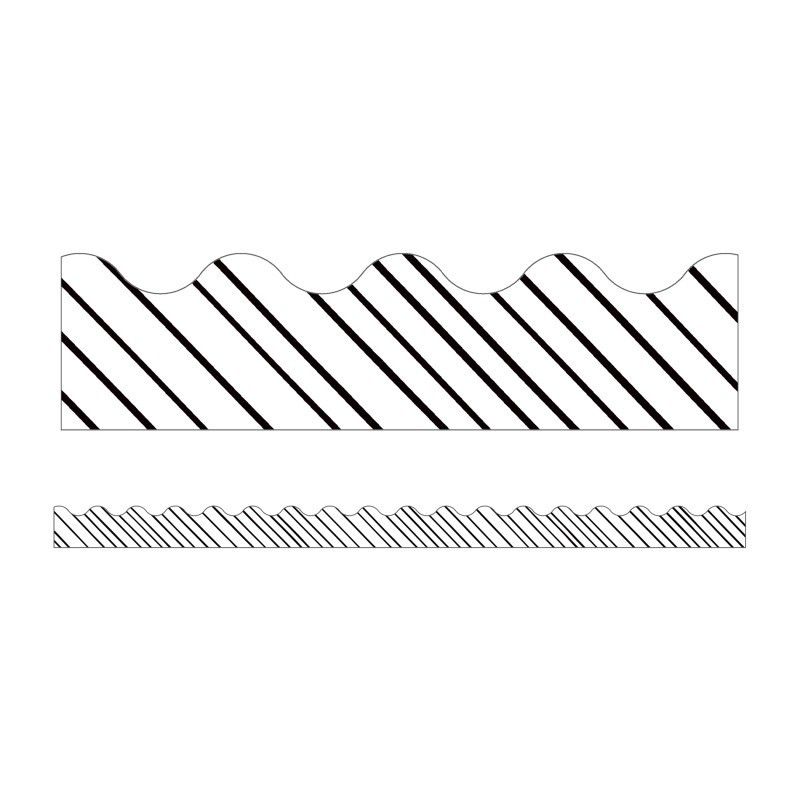 Carson Dellosa Education Kind Vibes Black & White Stripes Scalloped Borders, 39 Feet