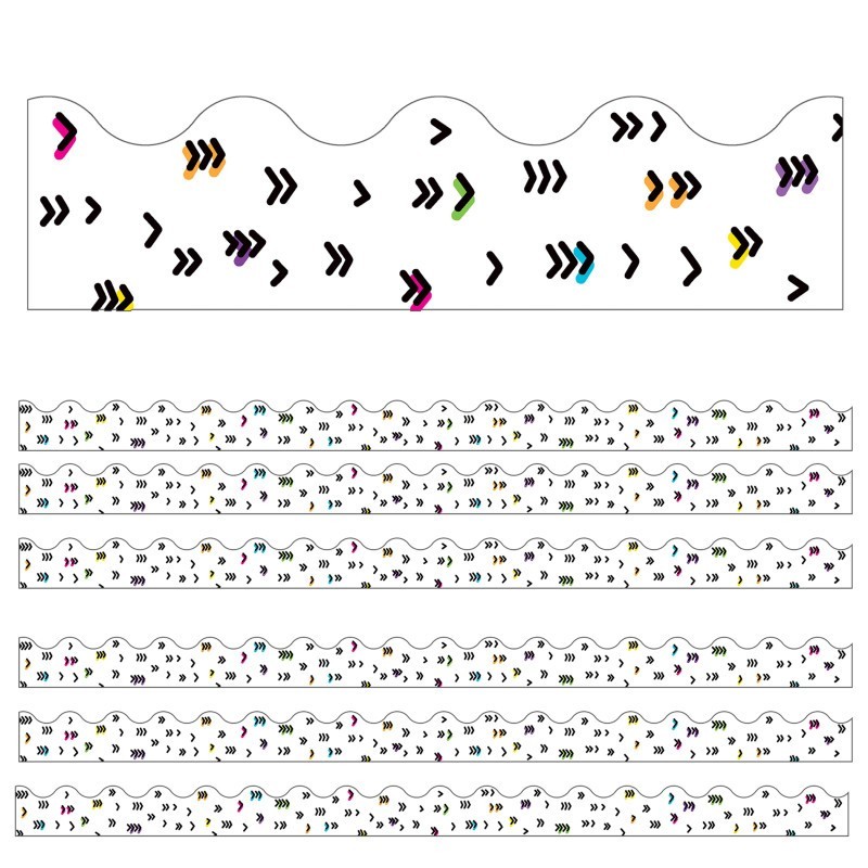 Carson Dellosa Education Kind Vibes Rainbow Doodles Scalloped Borders, 39 Feet Per Pack, 6 Packs