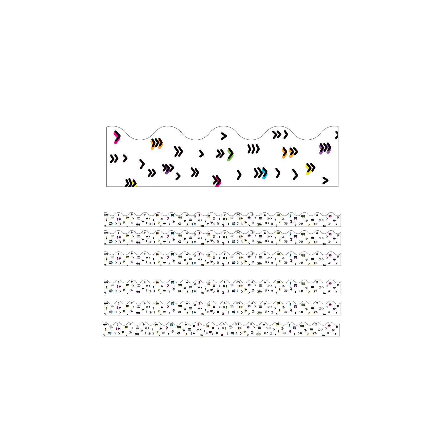 Carson Dellosa Education Kind Vibes Rainbow Doodles Scalloped Borders, 39 Feet Per Pack, 6 Packs