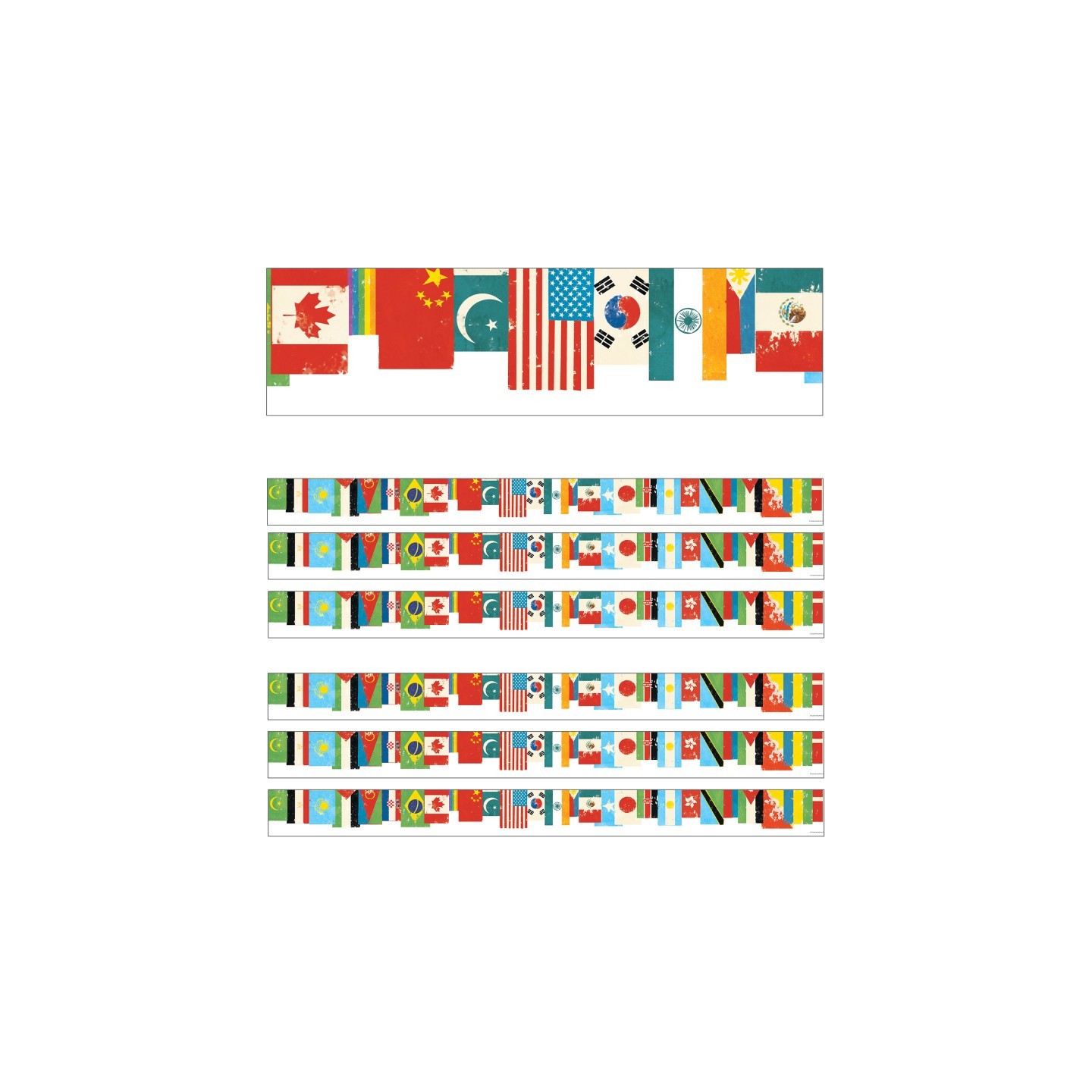 Carson Dellosa Education All Are Welcome Flags Straight Borders, 36 Feet Per Pack, 6 Packs