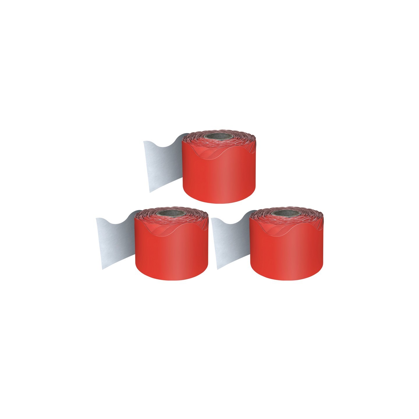 Carson Dellosa Education Red Rolled Scalloped Border, 65 Feet Per Roll, Pack of 3