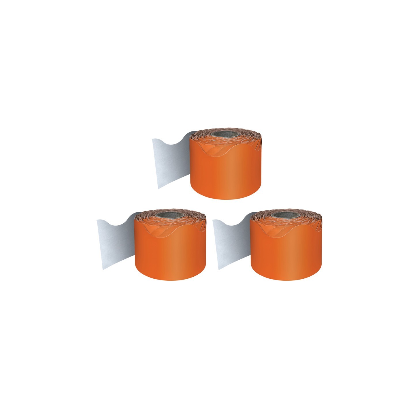 Carson Dellosa Education Orange Rolled Scalloped Border, 65 Feet Per Roll, Pack of 3