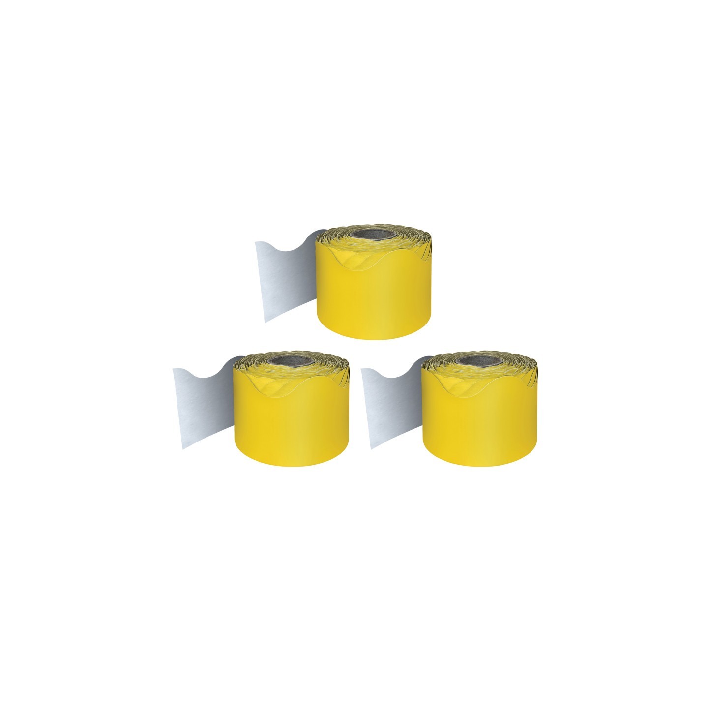 Carson Dellosa Education Yellow Rolled Scalloped Border, 65 Feet Per Roll, Pack of 3