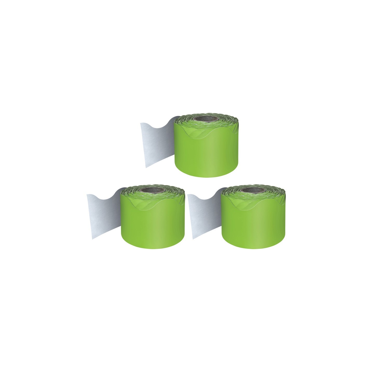 Carson Dellosa Education Lime Rolled Scalloped Border, 65 Feet Per Roll, Pack of 3