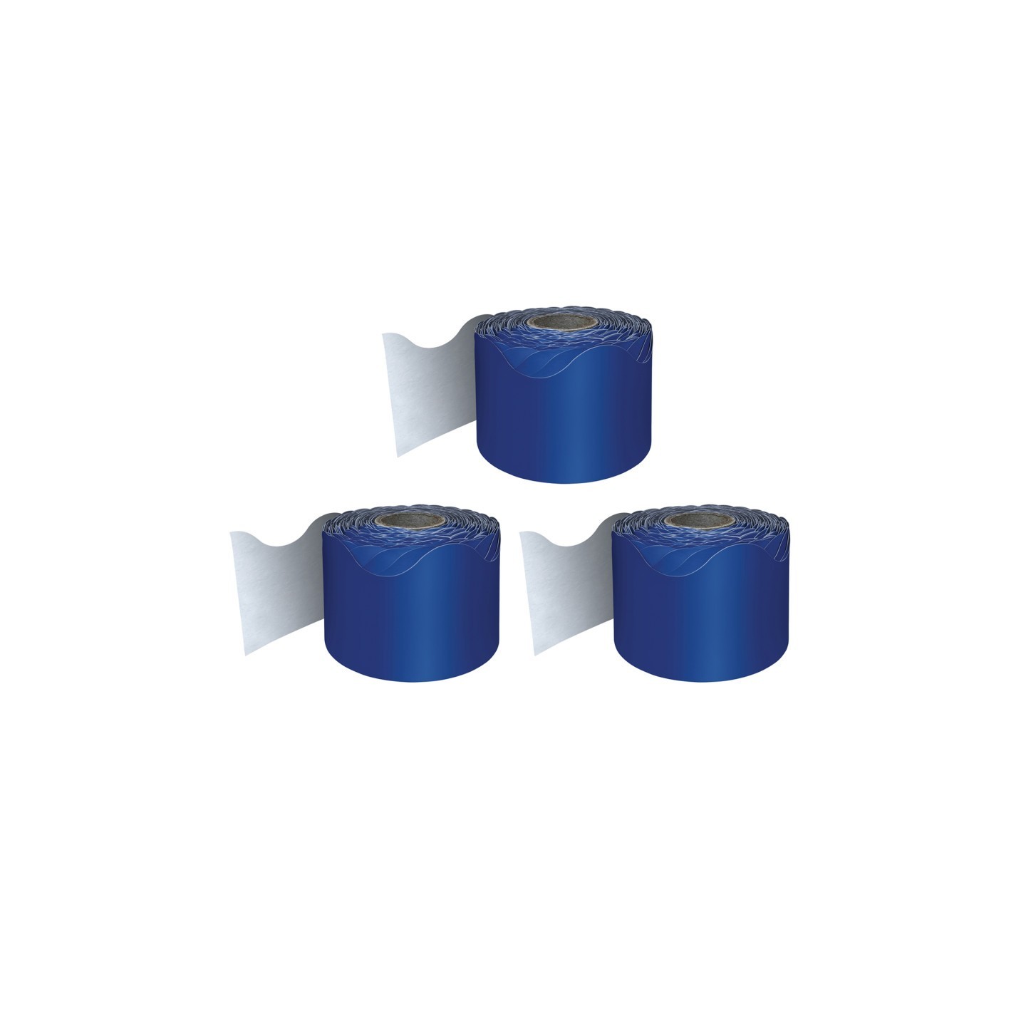 Carson Dellosa Education Navy Rolled Scalloped Border, 65 Feet Per Roll, Pack of 3