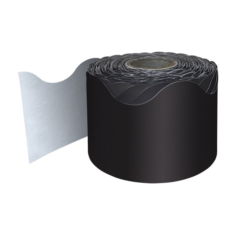 Carson Dellosa Education Black Rolled Scalloped Border, 2-1/4 Inch x 65 Feet