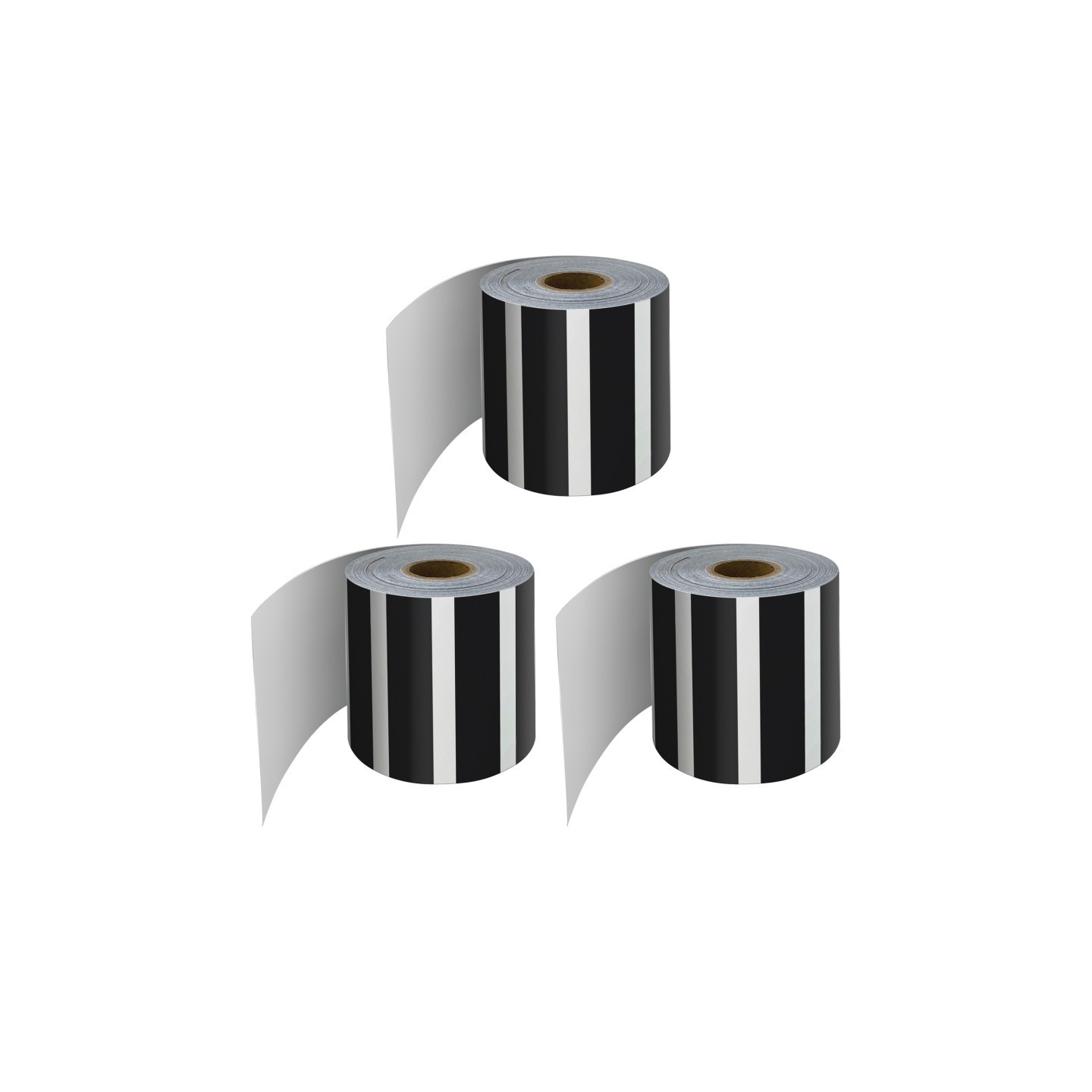 Carson Dellosa Education Black and White Vertical Stripes Rolled Straight Border, 65 Feet Per Roll, Pack of 3
